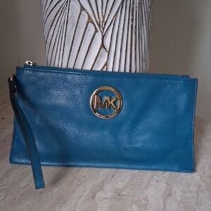 Michael Kors Teal Leather Wristlet